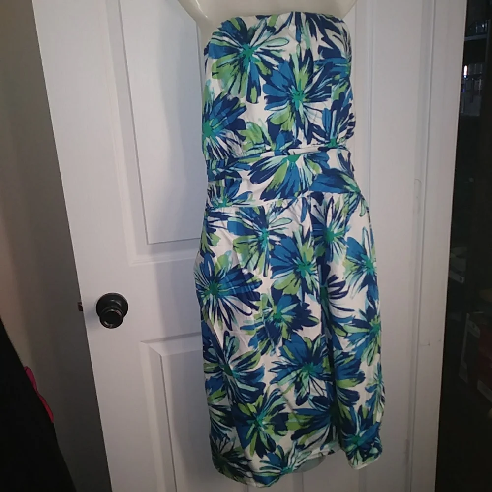 Ashley Stewart Tropical print strapless dress sz24 - Picture 1 of 5